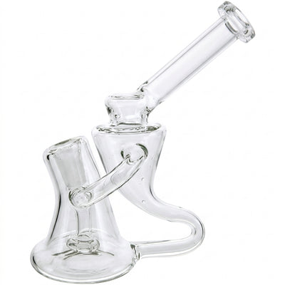 7.5″ Clear Single Uptake Dewar Kickback Recycler on dark slate surface - Oil Slick Pad
