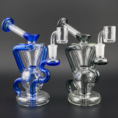 7.5″ Color Accent Double Uptake Recycler in Blue and Smoke Gray