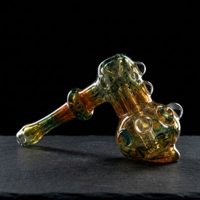7.5″ Oregon Made Glass Hammer Bubbler – Made in USA – 7.5in on dark slate surface - Oil Slick Pad