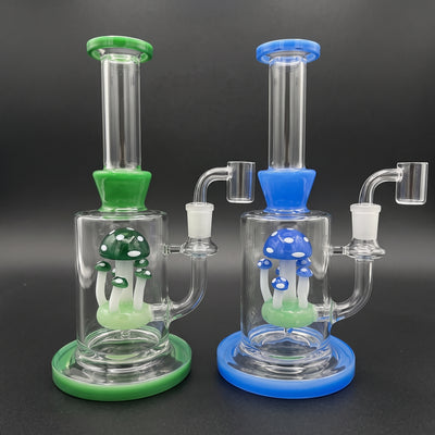 8.5” Color Accent Mushroom Perc Rig in Green and Blue