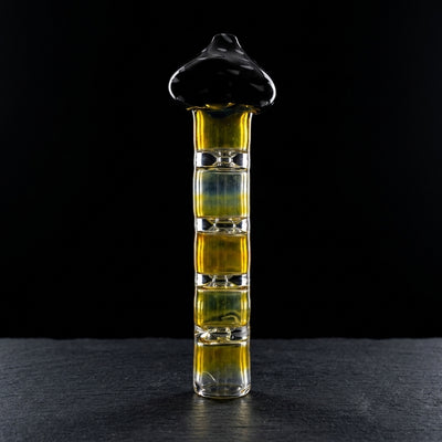 8.5" Mushroom Fume Tube w/ Reduction Steamroller on dark slate surface - Oil Slick Pad