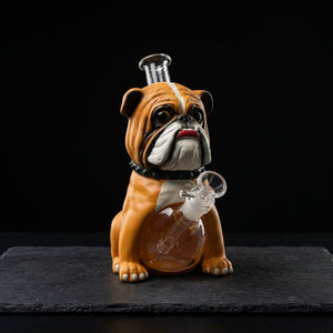 8.6'' Bulldog water pipe on dark slate surface - Oil Slick Pad