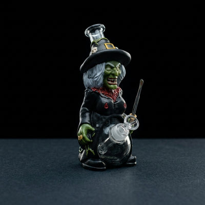 8.9" Zombie witch water pipe on dark slate surface - Oil Slick Pad