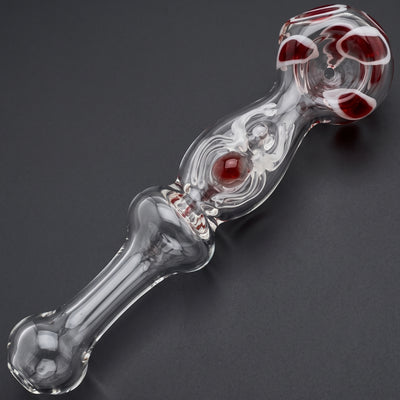 8" Clear Long Hand Pipe w/ Color Accent & Spider
