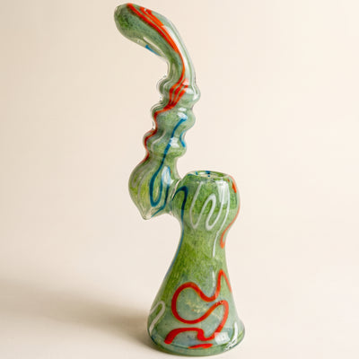 8" Color Frit w/ Multi Color Line Bubbler, light background
