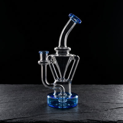 8″ Color Lip/Base Dewer Recycler Rig on dark slate surface - Oil Slick Pad