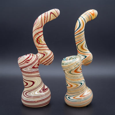 8″ Color Swirl Glass Bubbler in Red and Teal