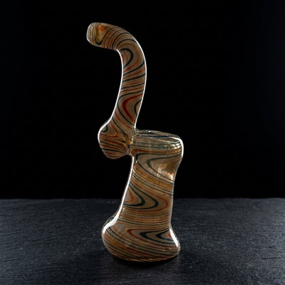 8″ Color Swirl Glass Bubbler on dark slate surface - Oil Slick Pad