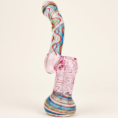 8" Color Wave Neck & Base Sectional Bubbler, light background