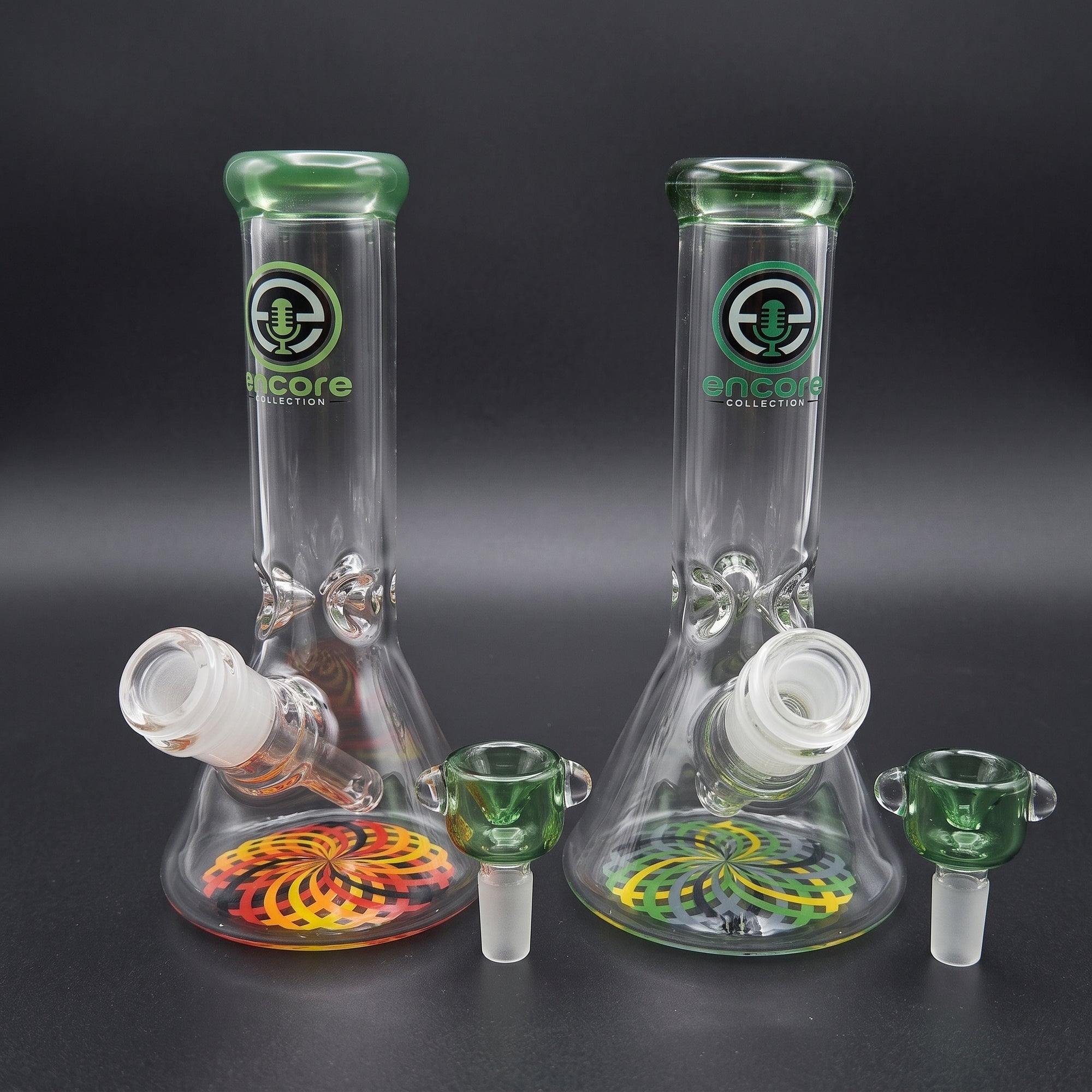8" Encore Reticello Beaker in Green and Multi-Color