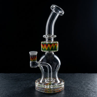 8” Facet Decal Rig on dark slate surface - Oil Slick Pad