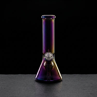 8'' Iridescent Beaker on dark slate surface - Oil Slick Pad