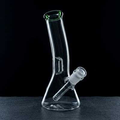 8" Monark Color Lip Bent Neck Beaker on dark slate surface - Oil Slick Pad