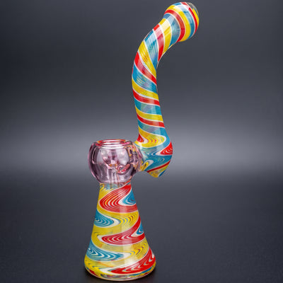 8" Reversal Base Color Bowl & Twisted Line Neck Bubbler
