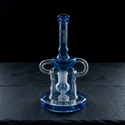 7″ Rick & Morty Double Uptake Recycler on dark slate surface - Oil Slick Pad
