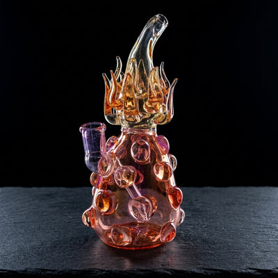 8" Sculpted Pineapple Rig on dark slate surface - Oil Slick Pad