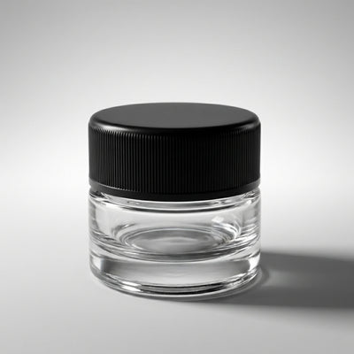 5ml Glass Jar- Heavy Bottom Child Resistant Jar with Black Lids