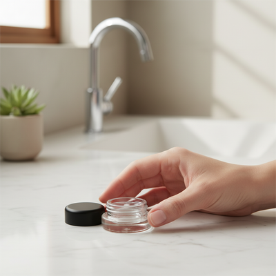 5ml Heavy Bottom Child Resistant Jar with Black Lids