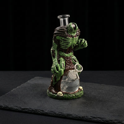 9.2" Headless knight water pipe on dark slate surface - Oil Slick Pad