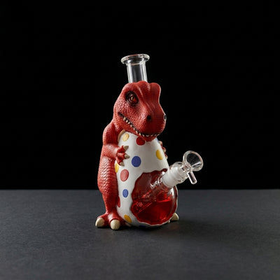 9.4" Easter egg dragon water pipe on dark slate surface - Oil Slick Pad