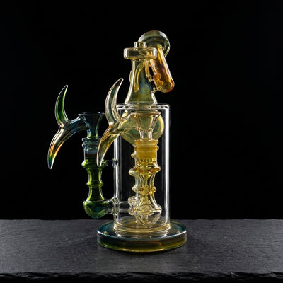 9.5" Color Fume Maria Drain Incycler on dark slate surface - Oil Slick Pad