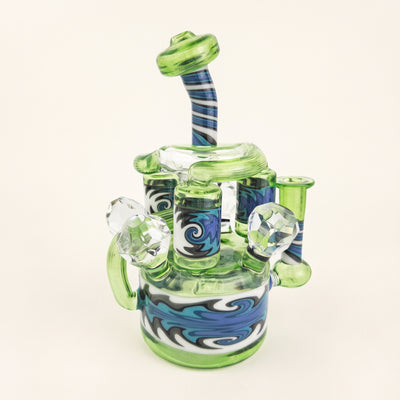 9" 710 Sci Glass Wigwag Triple Can Recycler, light background