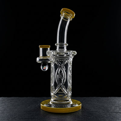 9" Color Accent Inner Wall Perc Rig w/ Opal on dark slate surface - Oil Slick Pad