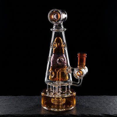 9" Encore Two-Tone Fab Lighthouse Rig on dark slate surface - Oil Slick Pad