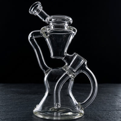 9" Monark Clear Floating Recycler Rig (one off) on dark slate surface - Oil Slick Pad