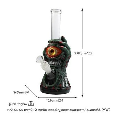 10.5" the Hand of Fear Water Pipe | Glass + PVC