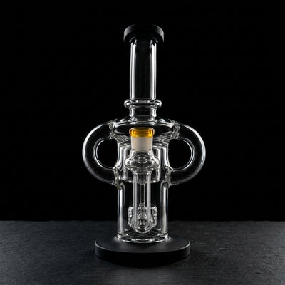 9.5″ Monark Big Tube Double Uptake Recycler on dark slate surface - Oil Slick Pad