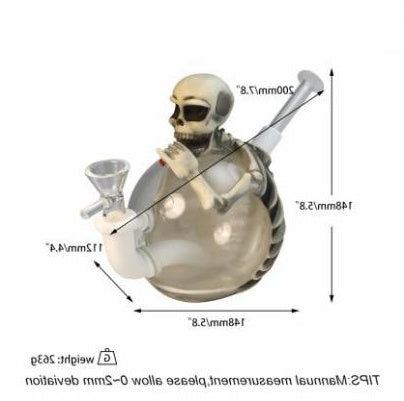 5.8" Pvc Skull Water Pipe | Glass + Silicone