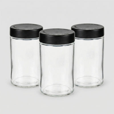 18oz Child-Resistant Glass Jars with Black Caps – 28 Grams (1 Ounce) Capacity, Airtight and Durable, 24-Pack – The Ultimate S