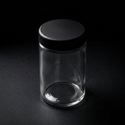Oil Slick 18oz Child-Resistant Glass Jars with Black Caps - 28 Grams (1 Ounce) Capacity - detail view