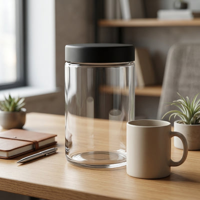 Oil Slick 18oz Child-Resistant Glass Jars with Black Caps - 28 Grams (1 Ounce) Capacity - view 6