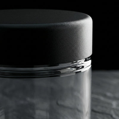 Oil Slick 10oz Child-Resistant Glass Jars with Black Caps - 14 Grams (1/2 Ounce) Capacity - detail shot