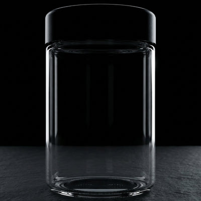 Oil Slick 10oz Child-Resistant Glass Jars with Black Caps - 14 Grams (1/2 Ounce) Capacity - hero shot
