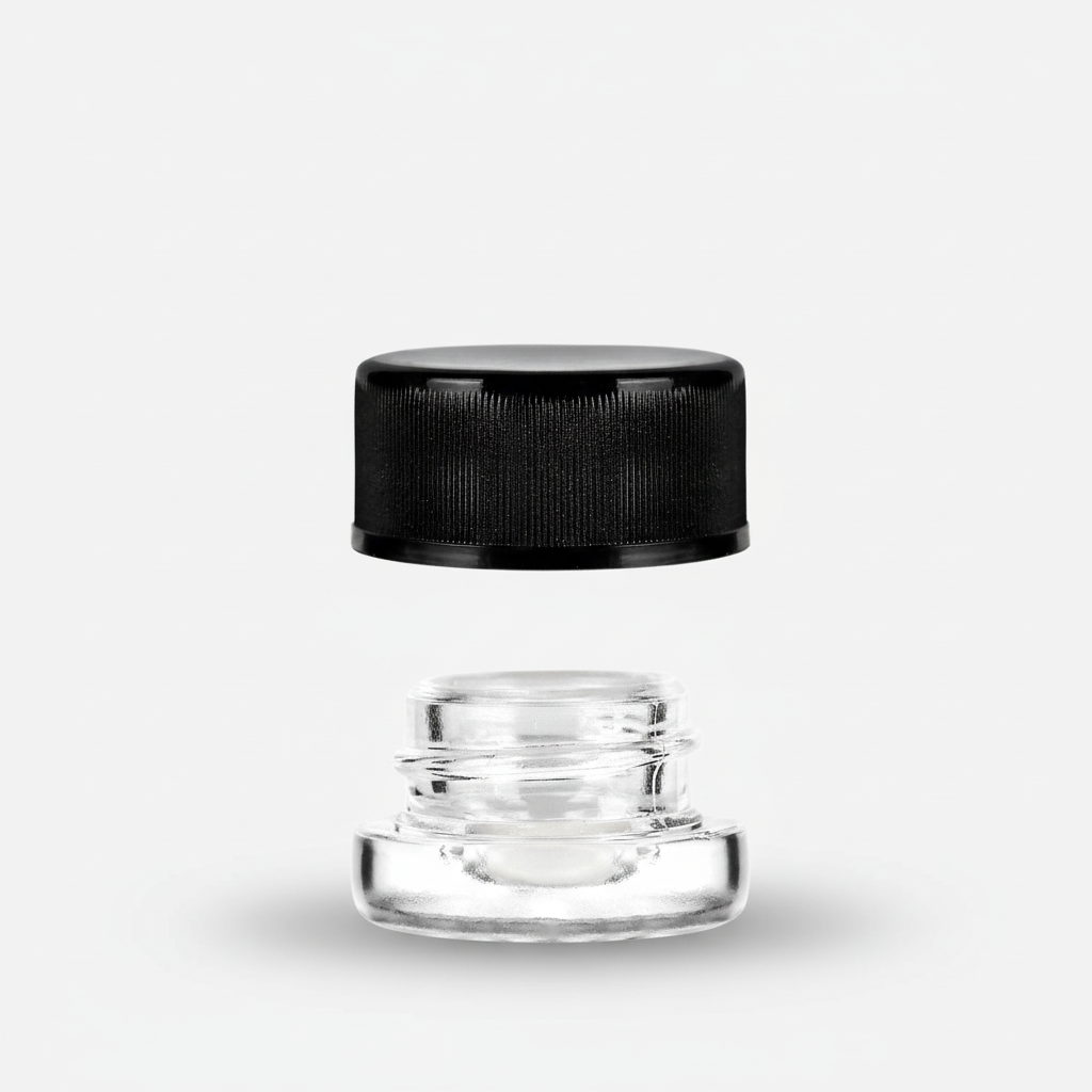 5ml Glass Jar- Heavy Bottom Child Resistant Jar with Black Lids