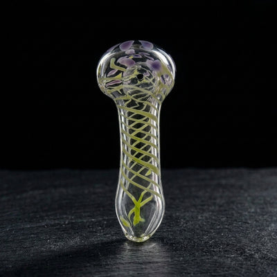 4″ Clear w/ Color Spiral Glass Hand Pipe - main product photo