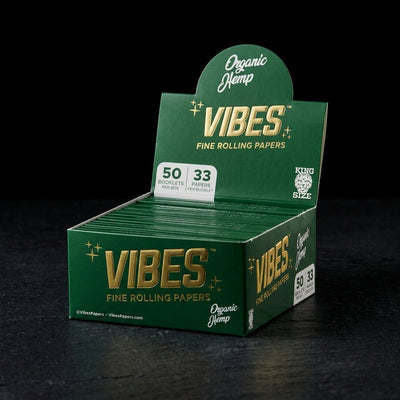 Vibes Organic Hemp Papers Box – King Size Slim — Oil Slick editorial product photo