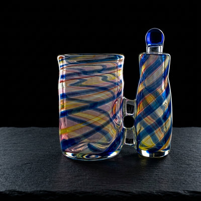 Editorial product photography on charcoal slate