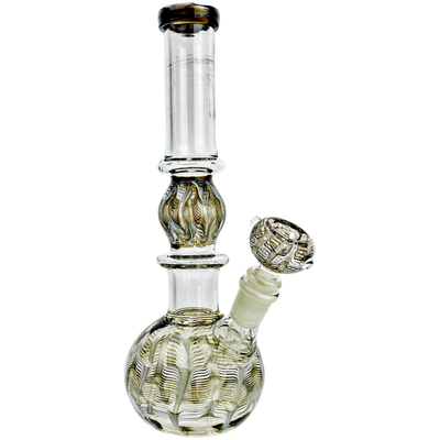 10" Wrap & Rake Bubble Beaker w/ Matching Flower Bowl - close-up view