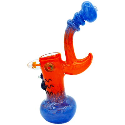 7.5″ Color Frit w/ Critter & Mushroom Implosion Glass Bubbler