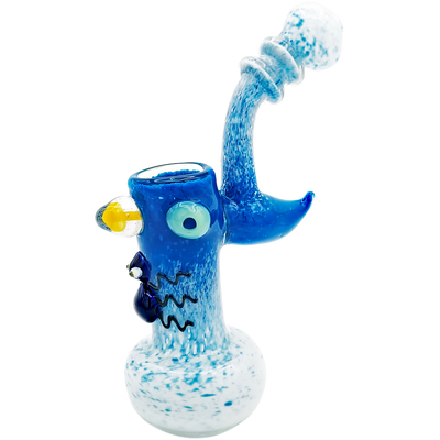 7.5″ Color Frit w/ Critter & Mushroom Implosion Glass Bubbler