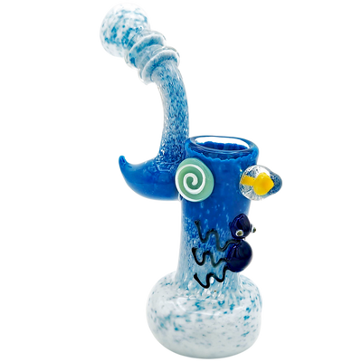 7.5″ Color Frit w/ Critter & Mushroom Implosion Glass Bubbler
