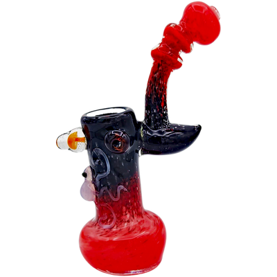 7.5″ Color Frit w/ Critter & Mushroom Implosion Glass Bubbler