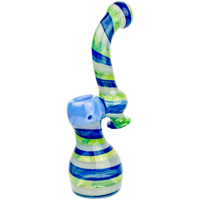 8" Blue & Green Swirl Color Accent Bowl Bubbler