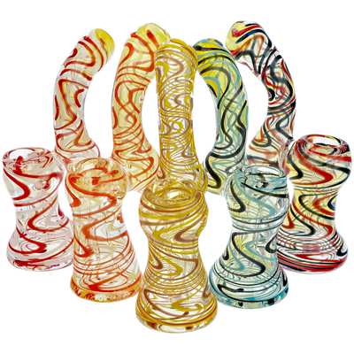 4.5" Fume & Color Swirl Glass Bubbler