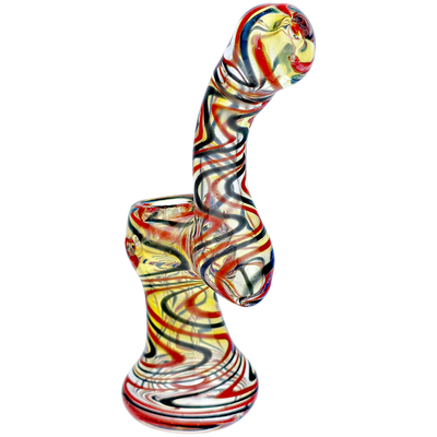 4.5" Fume & Color Swirl Glass Bubbler