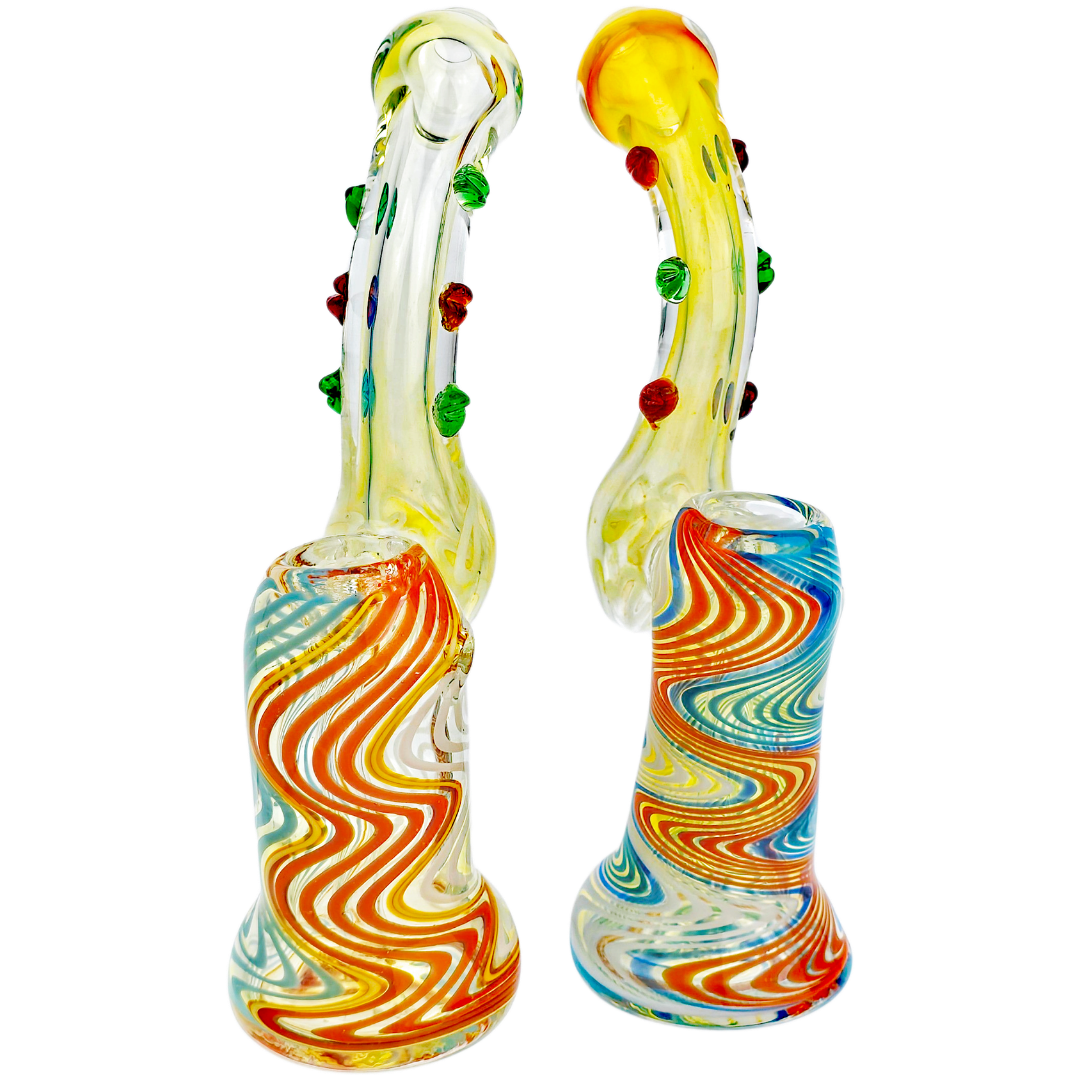 7" Color Wave Body Fume w/ Color Dot Neck Bubbler